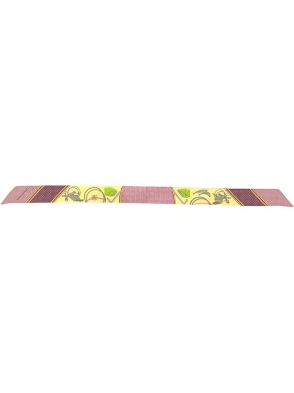 Hermes Ribbon Scarf Twilly Yellow Pink Foldable Top Carriage Already Cleaned - Picture 2 of 6